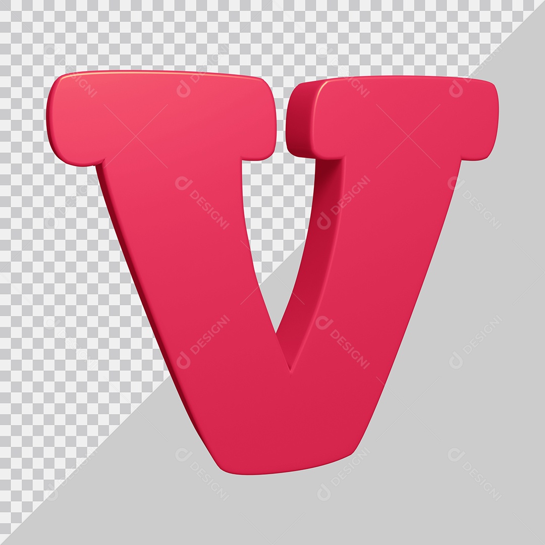 Elemento 3D Para Composição Letra V Rosa PSD