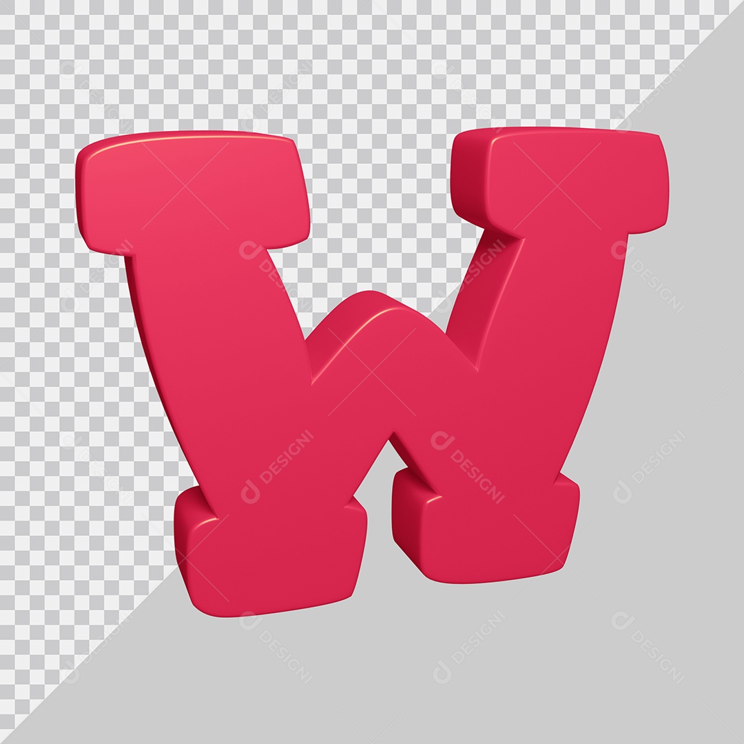 Elemento 3D Para Composição Letra W Rosa PSD