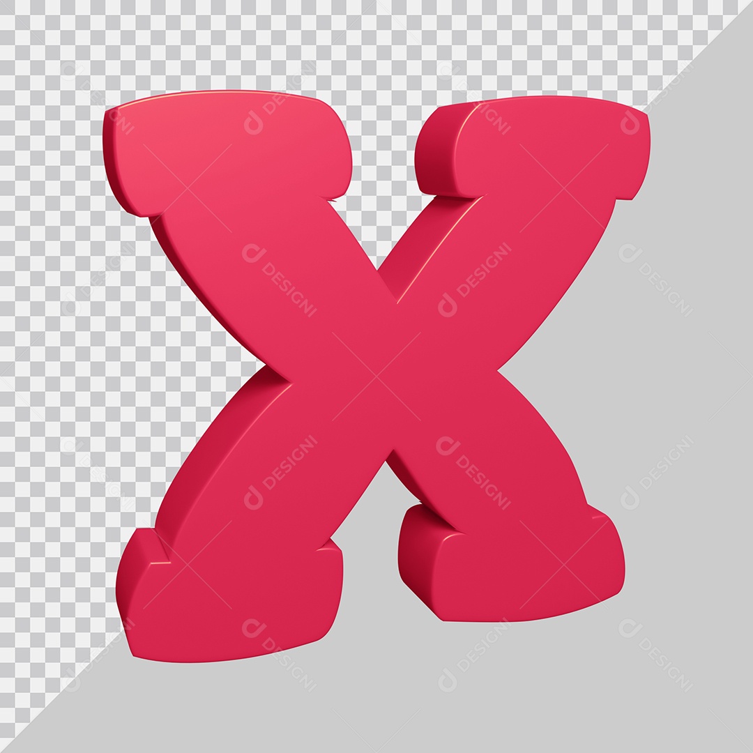 Elemento 3D Para Composição Letra X Rosa PSD