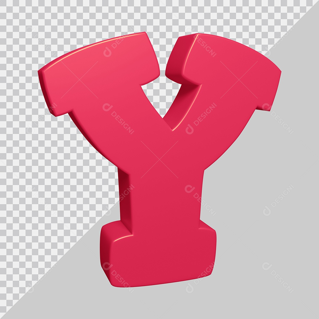 Elemento 3D Para Composição Letra Y Rosa PSD