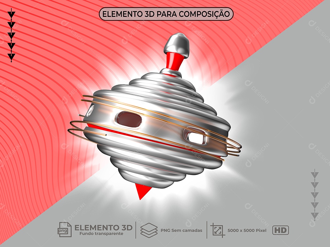 Elemento 3D Pião Brinquedo Vermelho PNG Transparente