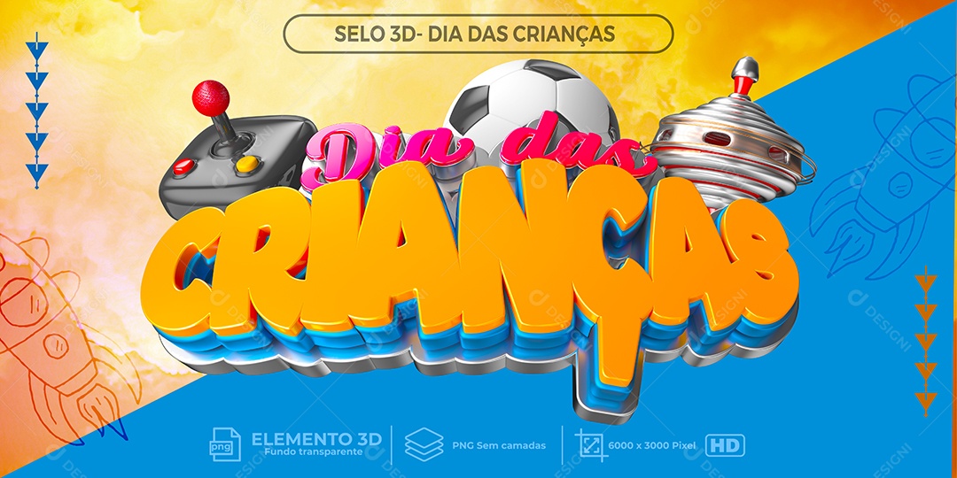 Selo 3D Dia Das Crianças Data Comemorativa PNG Transparente