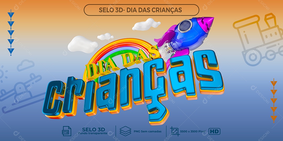 Selo 3D Dia Das Crianças Data Comemorativa PNG Transparente