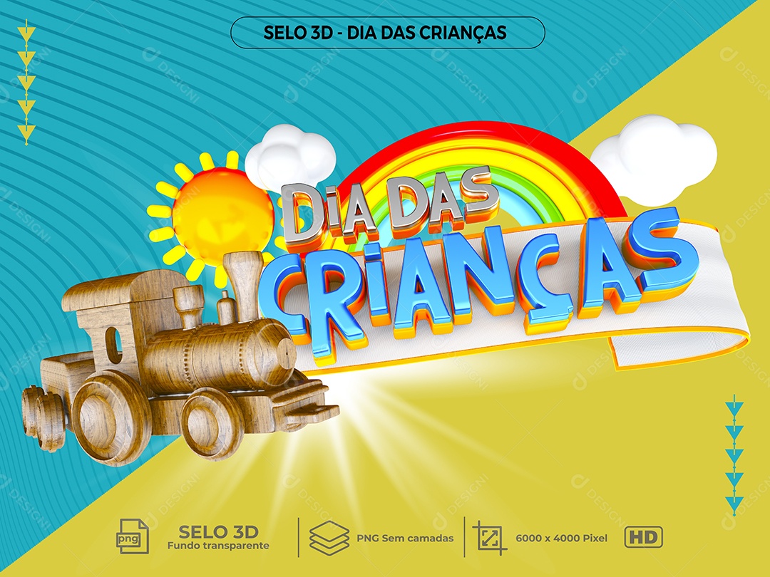Selo 3D Dia Das Crianças Data Comemorativa PNG Transparente