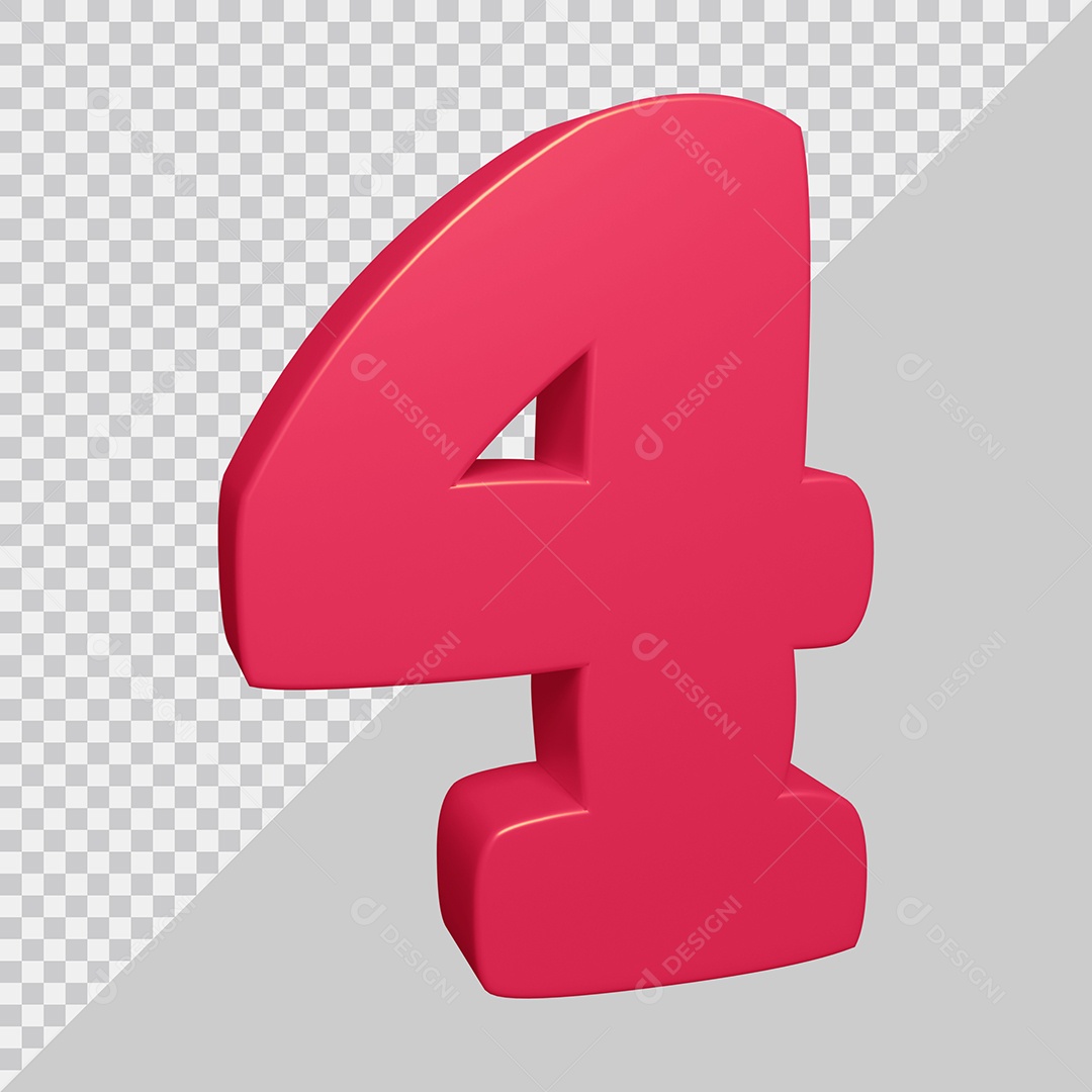 Elemento 3D Para Composição Número 4 Rosa PSD