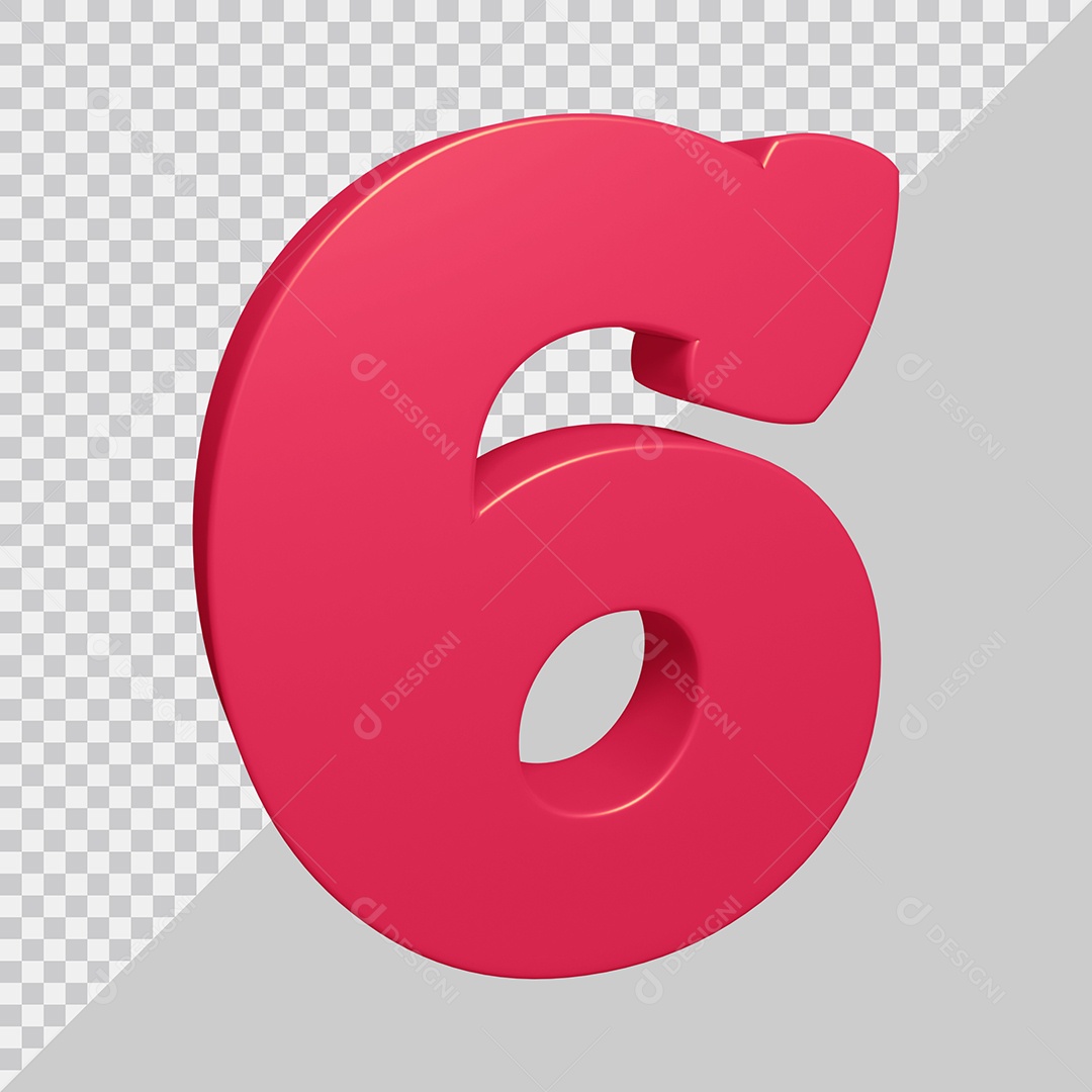 Elemento 3D Para Composição Número 6 Rosa PSD