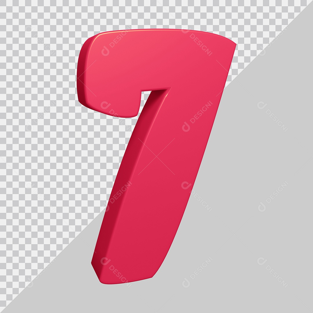 Elemento 3D Para Composição Número 7 Rosa PSD