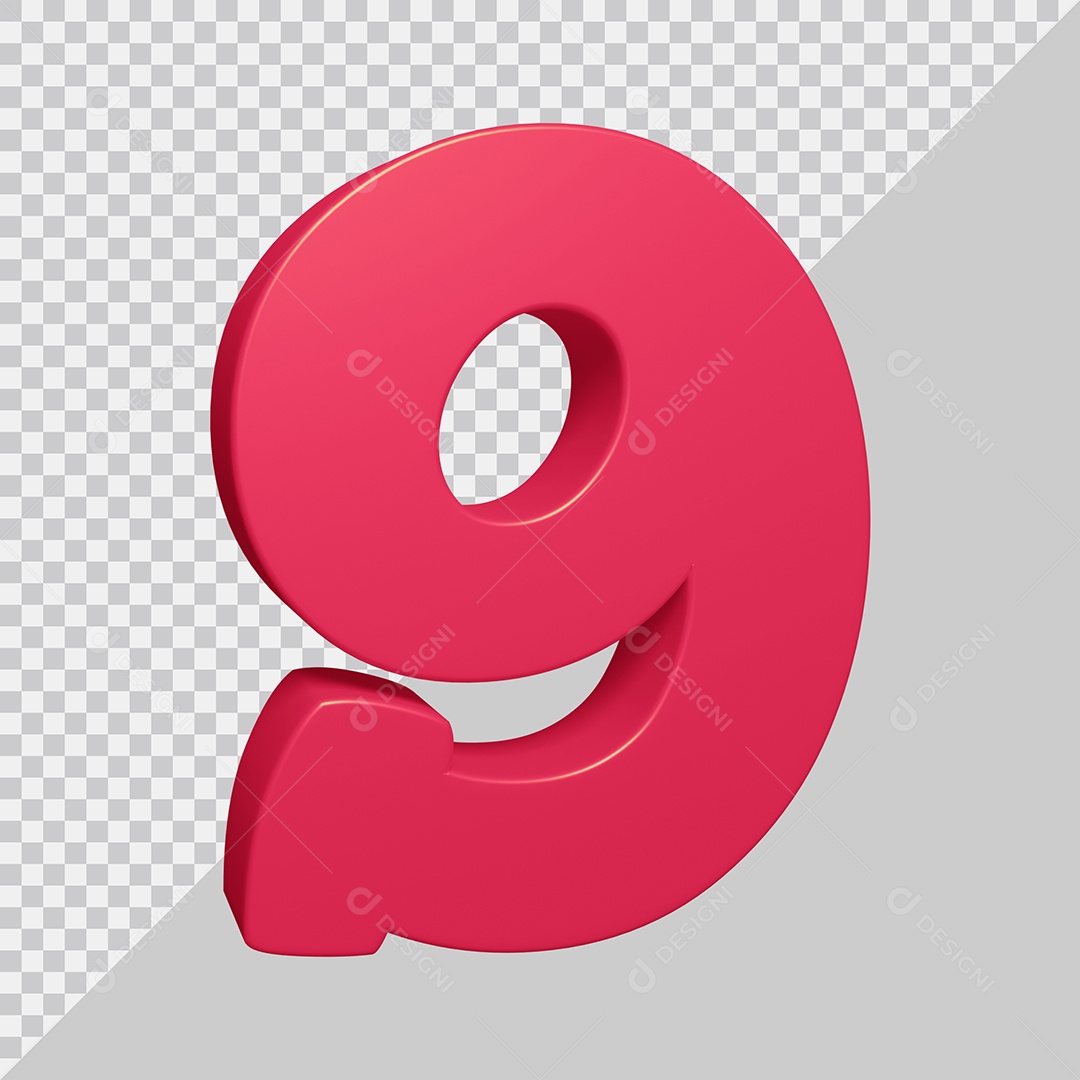 Elemento 3D Para Composição Número 9 Rosa PSD