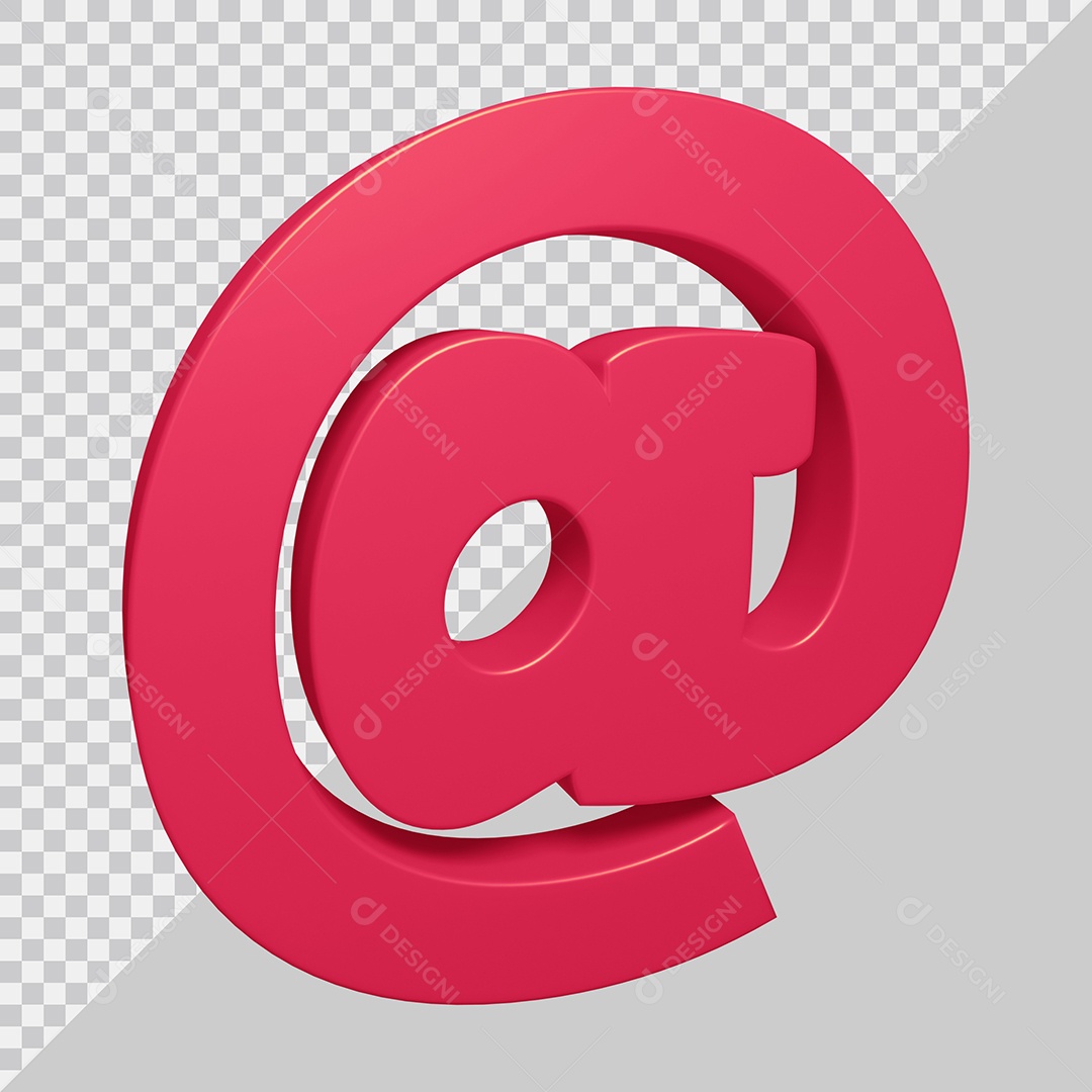 Elemento 3D Para Composição Símbolo Arroba Rosa PSD