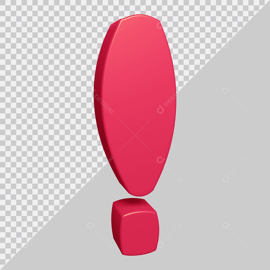 Elemento 3D Para Composição Símbolo de Ponto de Exclamação Rosa PSD