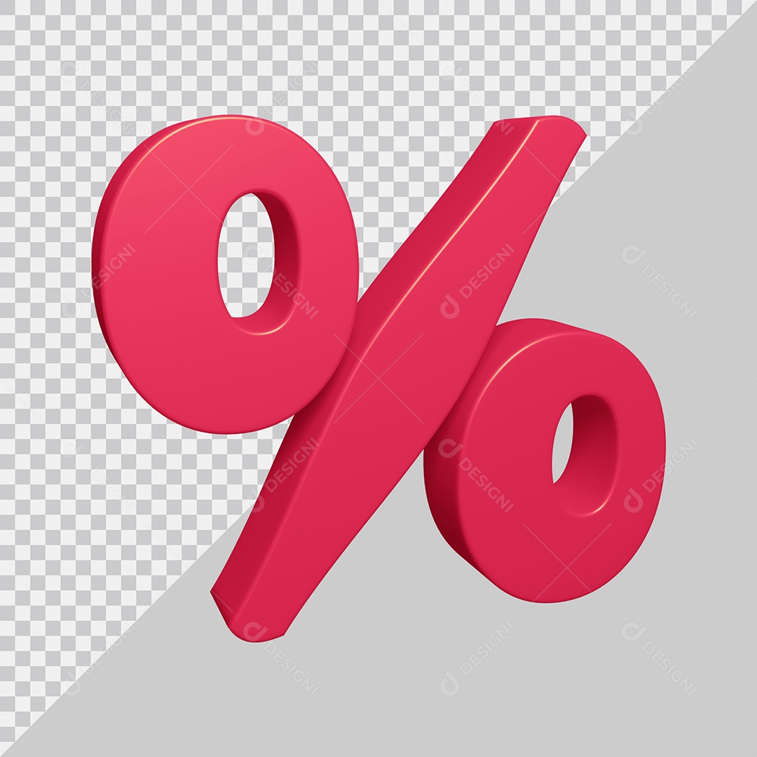 Elemento 3D Para Composição Símbolo de Porcentagem Rosa PSD