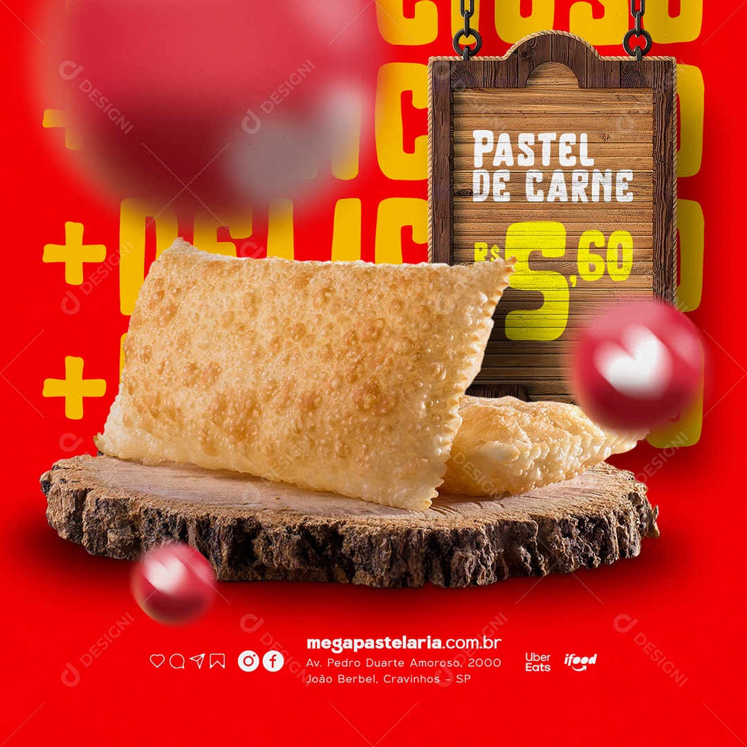 Pastel de Carne Delicioso Pastelaria Social Media PSD Editável