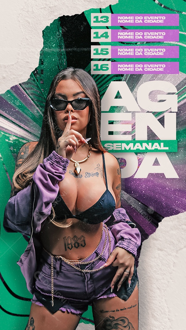 Flyer Agenda Semanal Shows Social Media PSD Editável