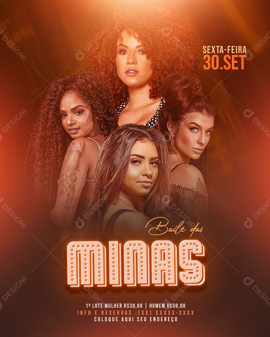 Flyer Baile Das Minas Shows Social Media PSD Editável