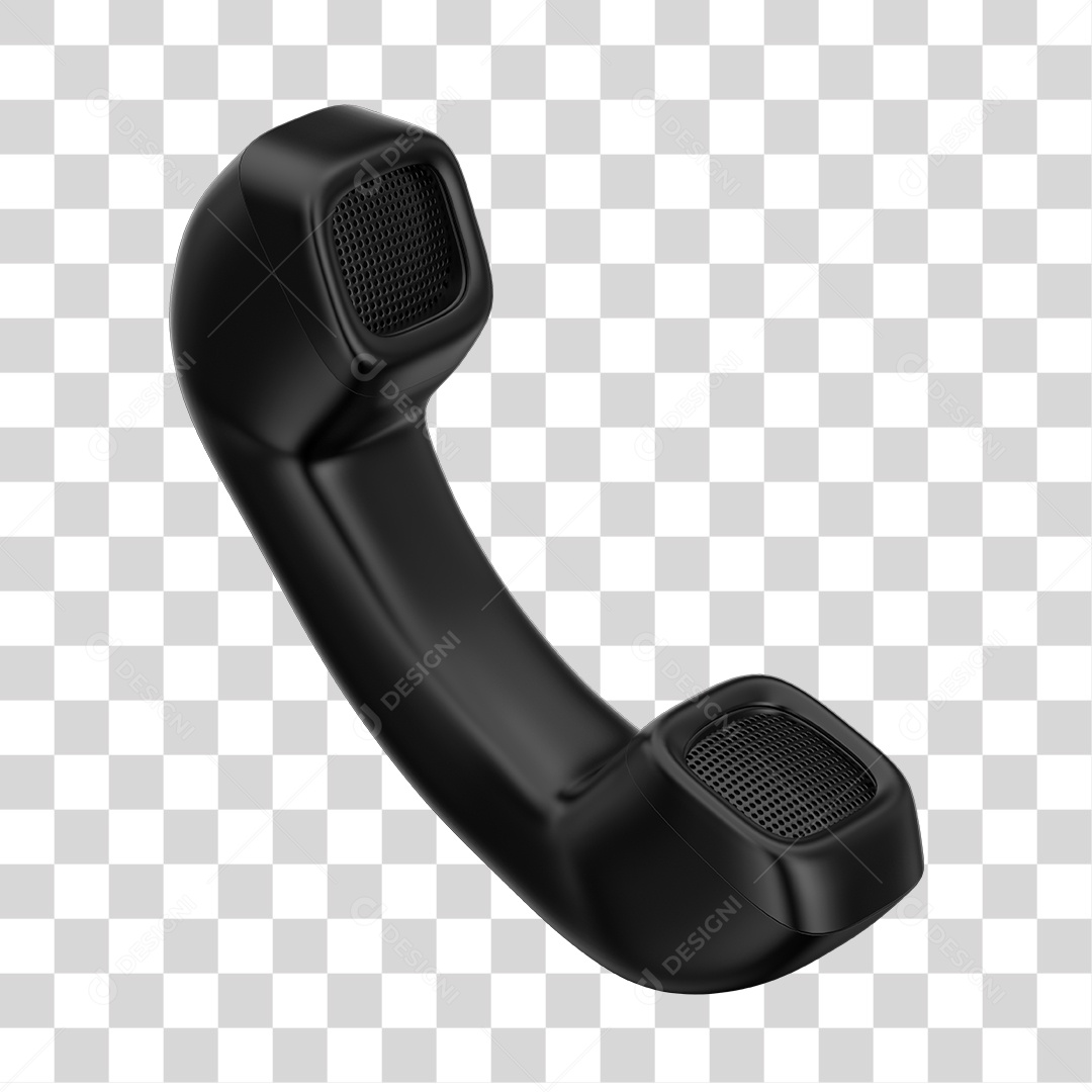 Telefone Fixo Preto Elemento 3D PNG