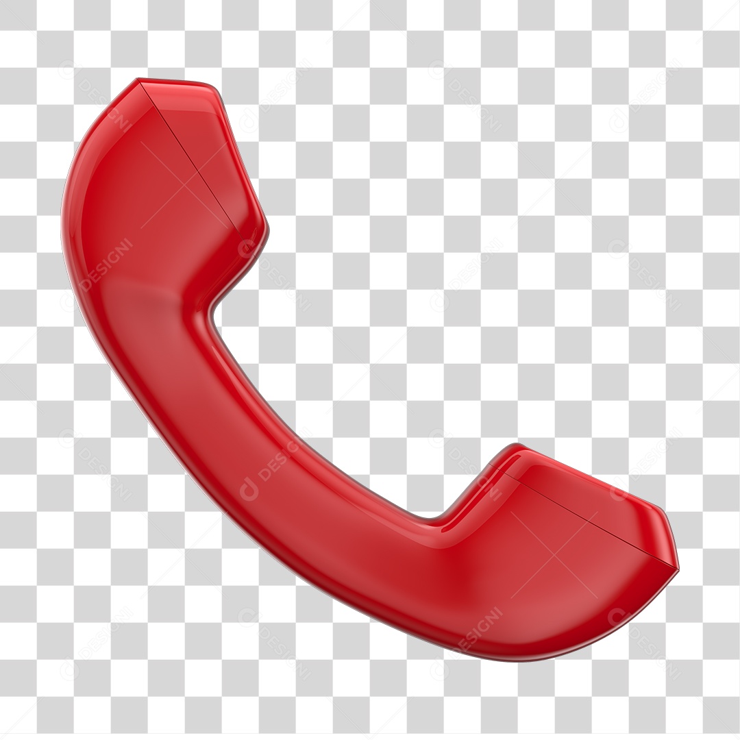 Telefone Fixo Vermelho Elemento 3D PNG