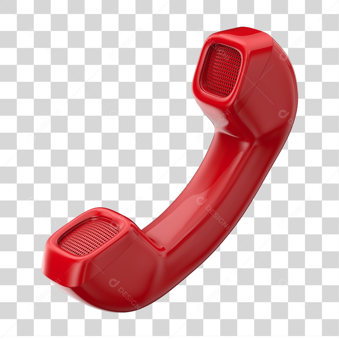 Telefone Fixo Vermelho Elemento 3D PNG