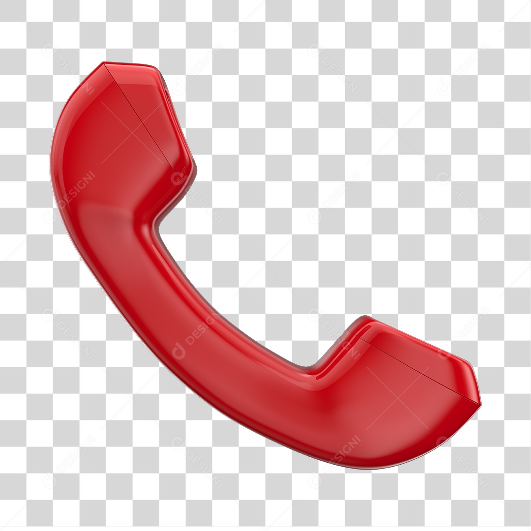 Telefone Fixo Vermelho Elemento 3D PNG