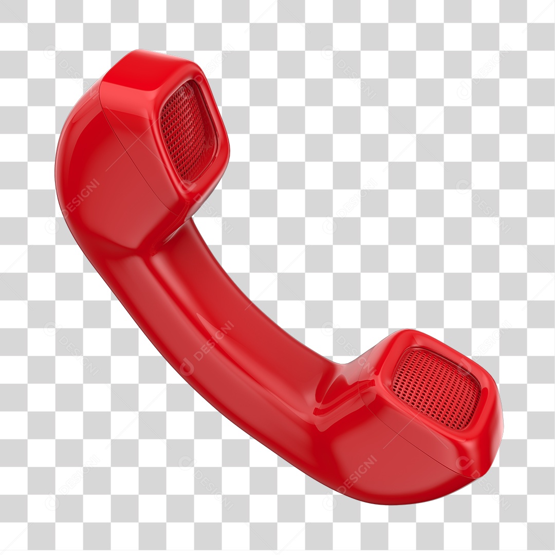 Telefone Fixo Vermelho Elemento 3D PNG