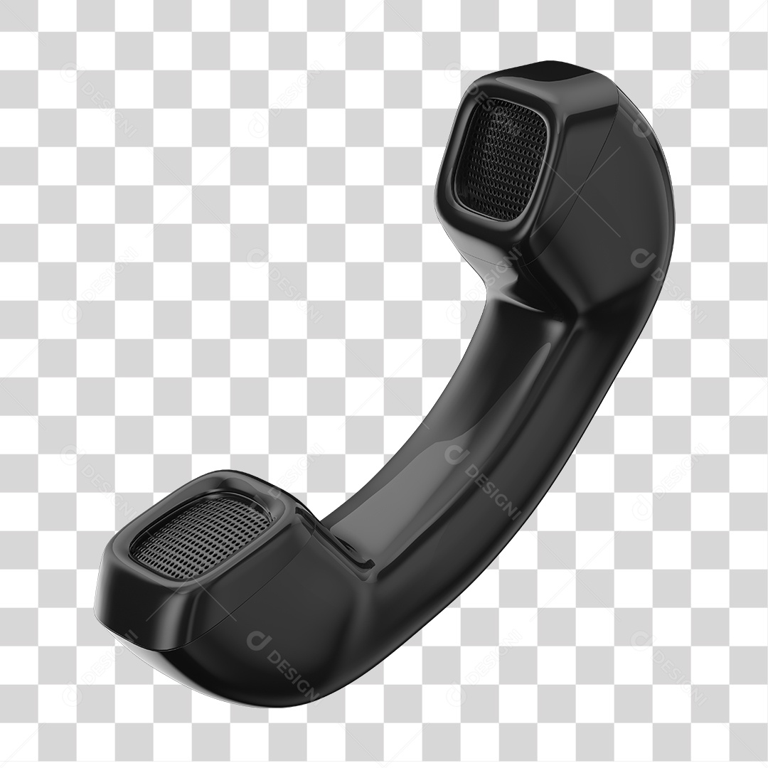 Telefone Fixo Preto Elemento 3D PNG