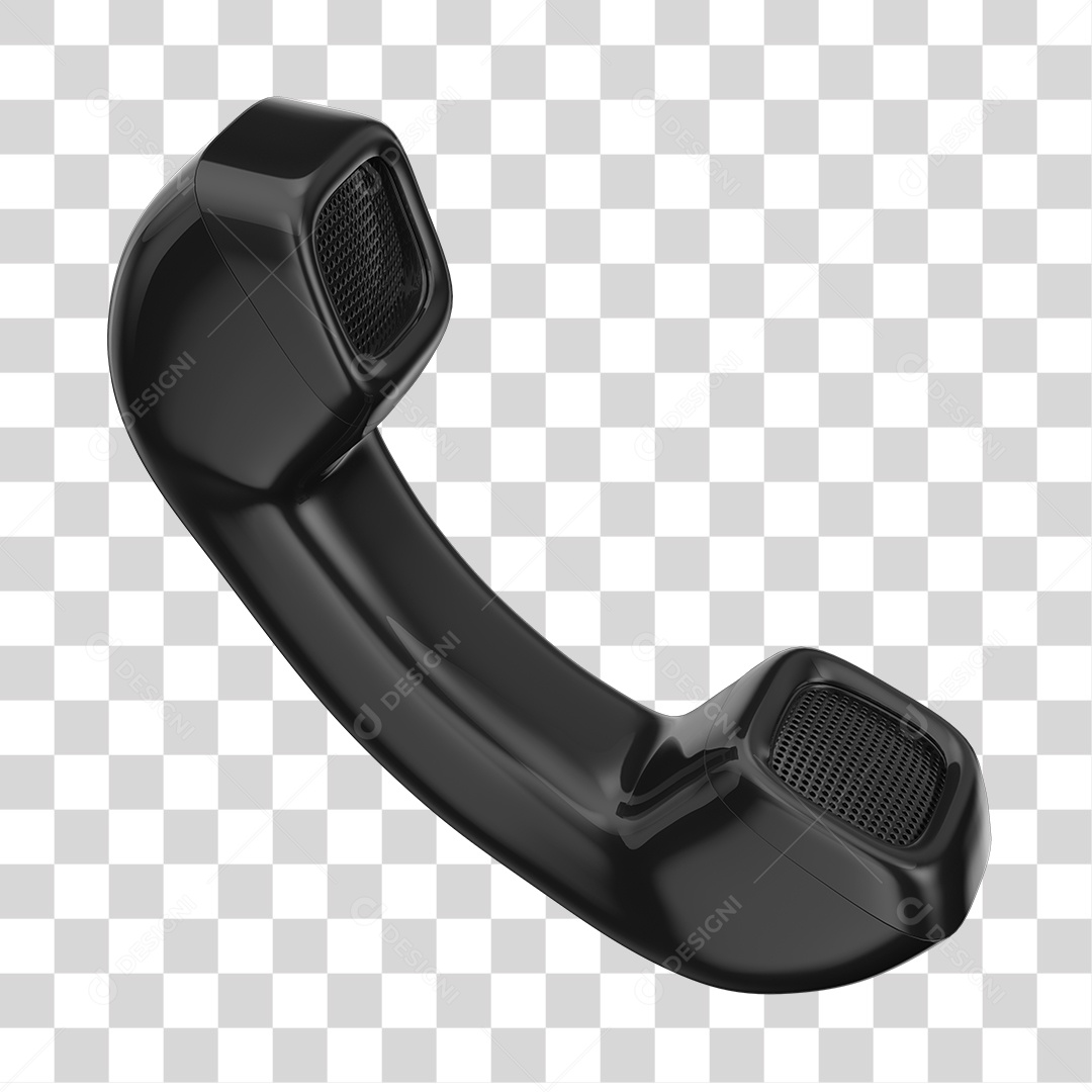 Telefone Fixo Preto Elemento 3D PNG