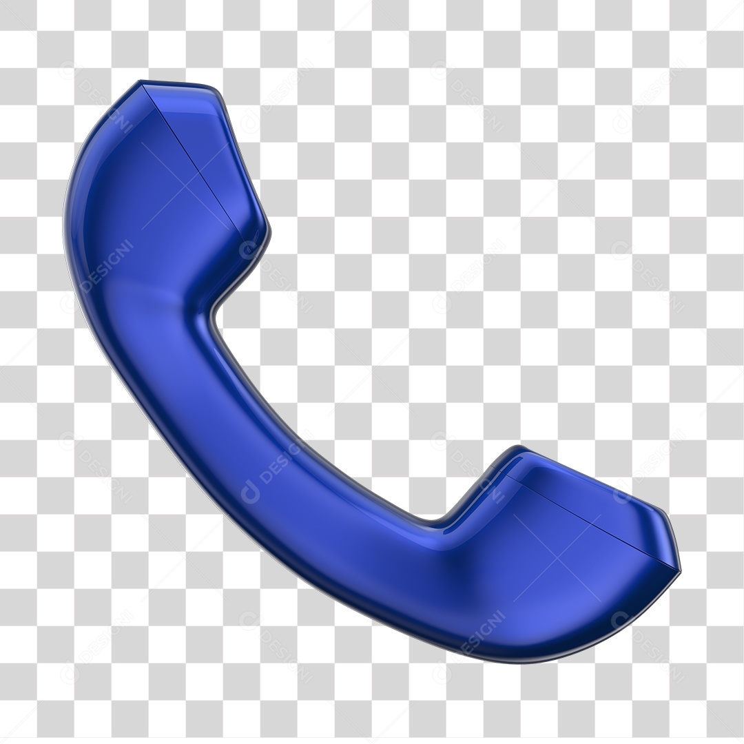 Telefone Fixo Azul Elemento 3D PNG