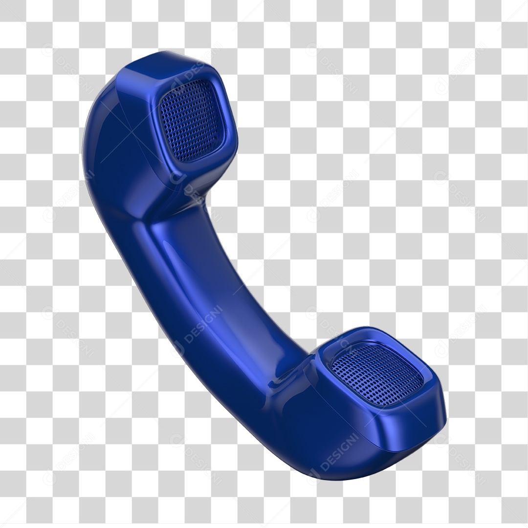 Telefone Fixo Azul Elemento 3D PNG