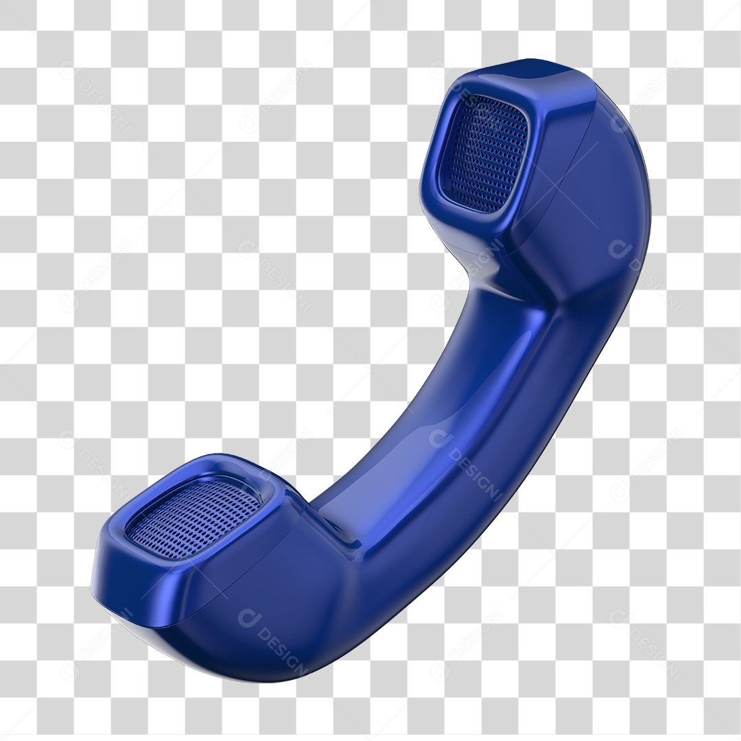 Telefone Fixo Azul Elemento 3D PNG
