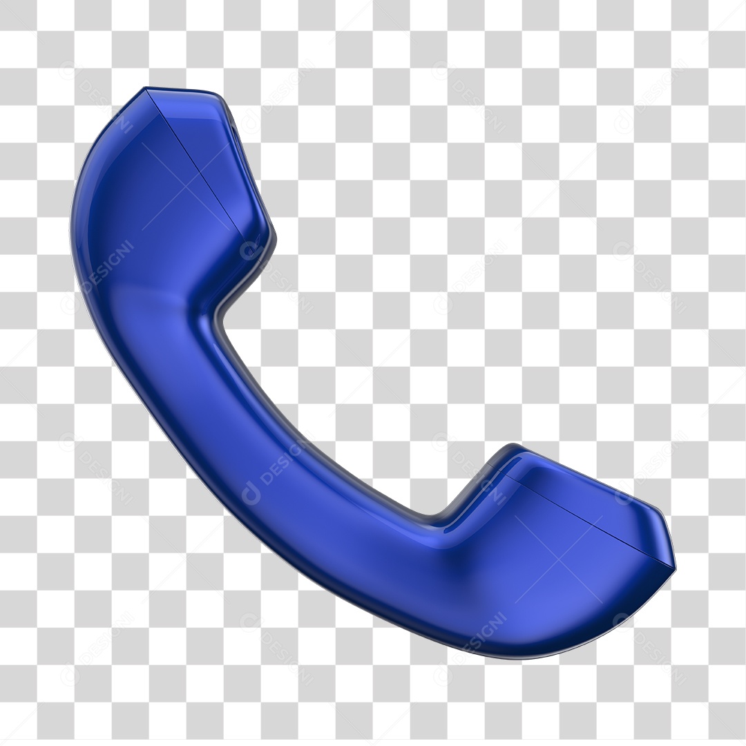 Telefone Fixo Azul Elemento 3D PNG