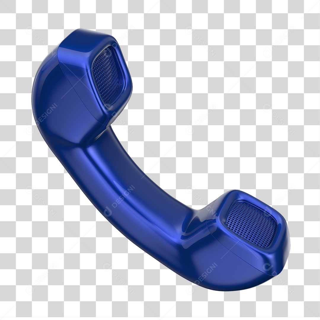 Telefone Fixo Azul Elemento 3D PNG