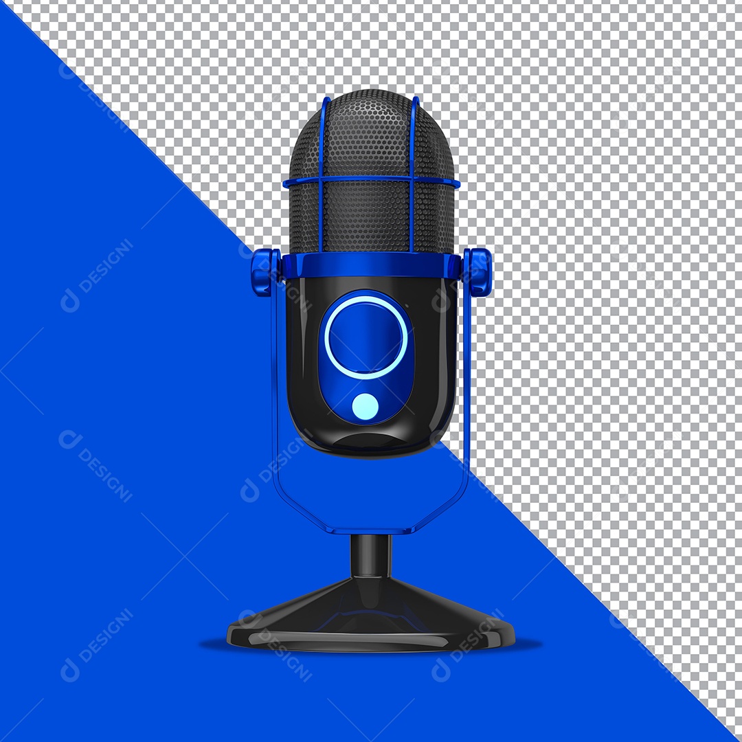 Elemento 3D Para Composição Microfone Azul PSD