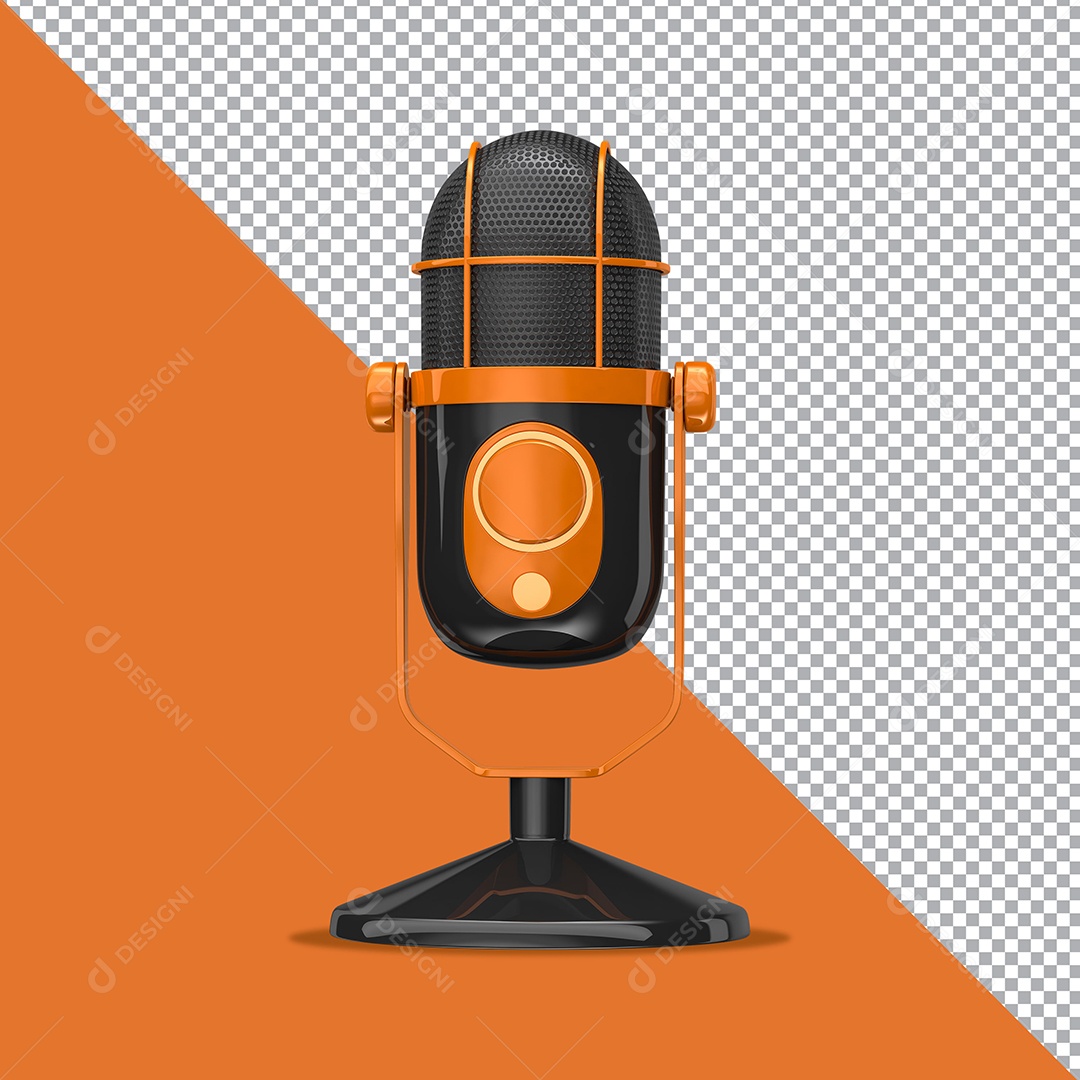 Elemento 3D Para Composição Microfone Laranja PSD
