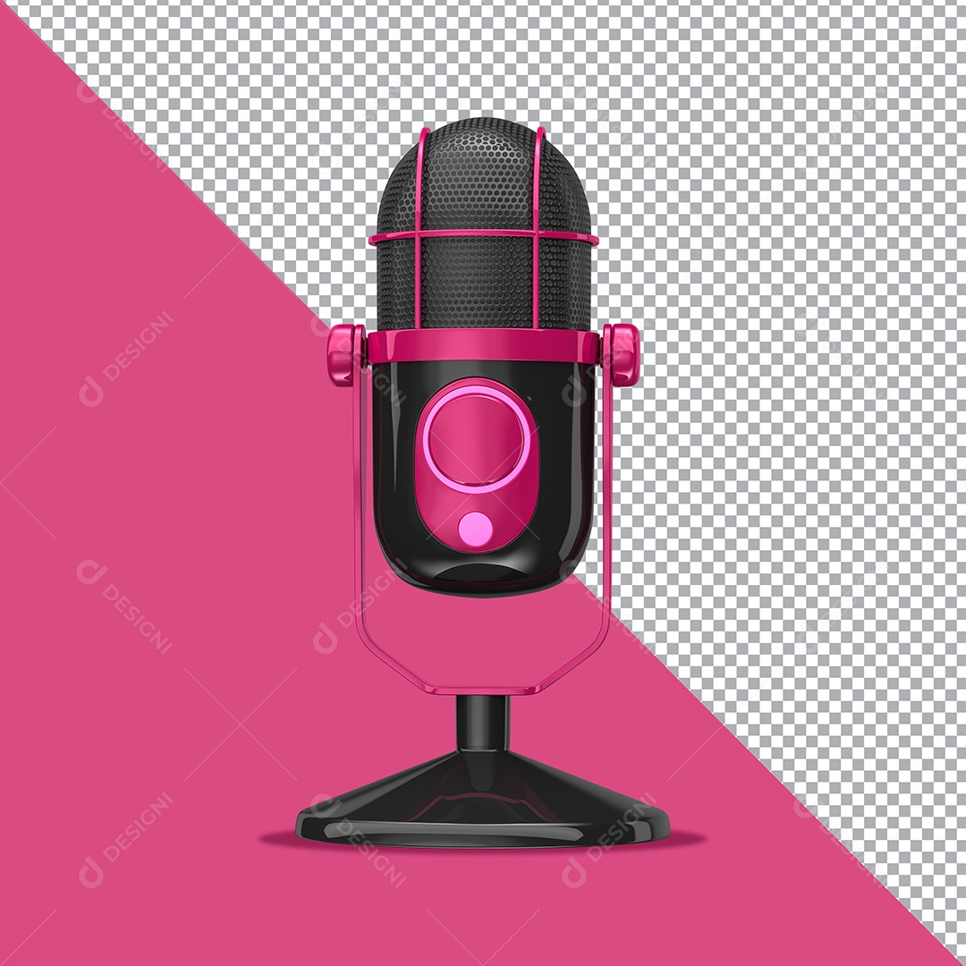 Elemento 3D Para Composição Microfone Rosa PSD