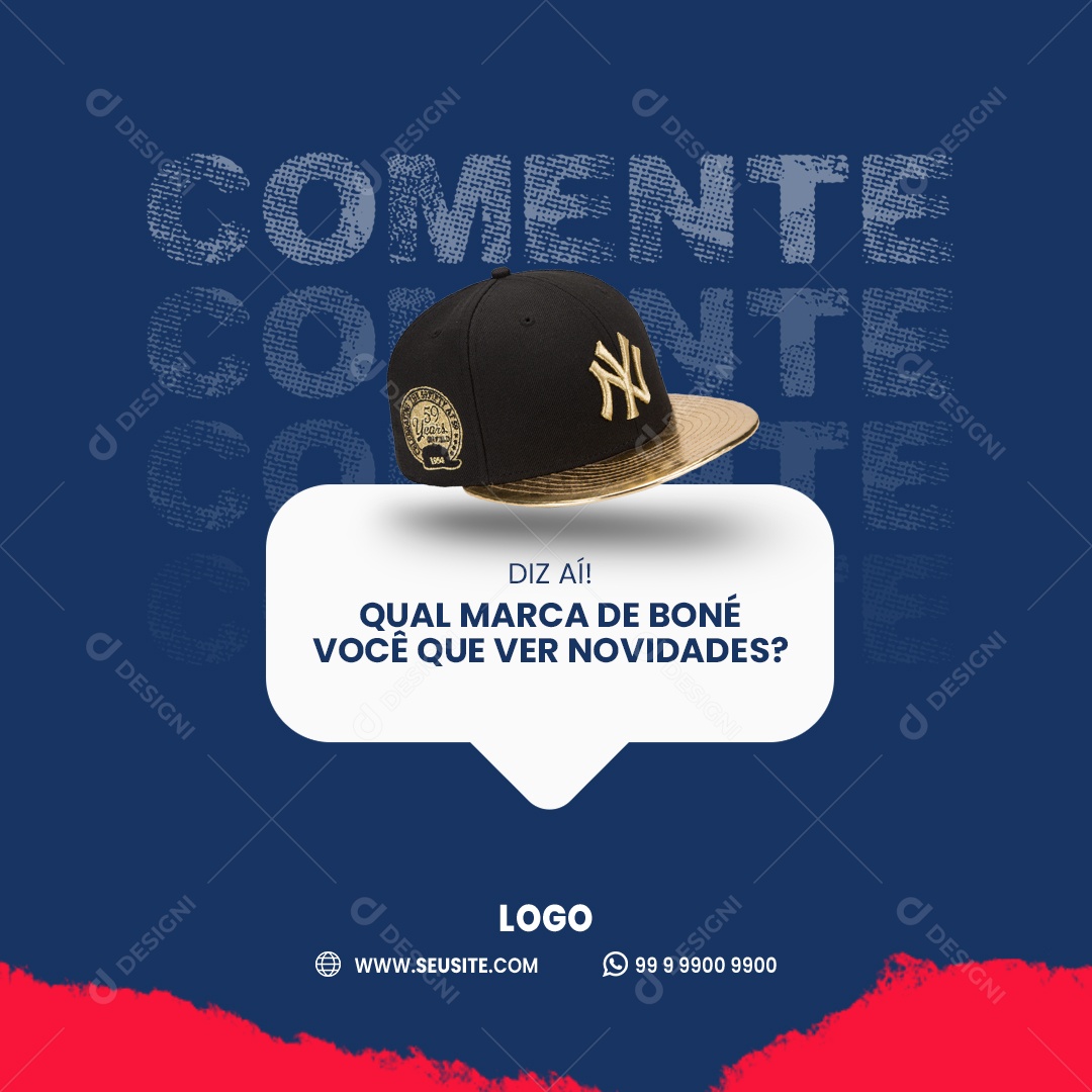 Qual Marca de Boné Comente Loja de Boné Social Media PSD Editável