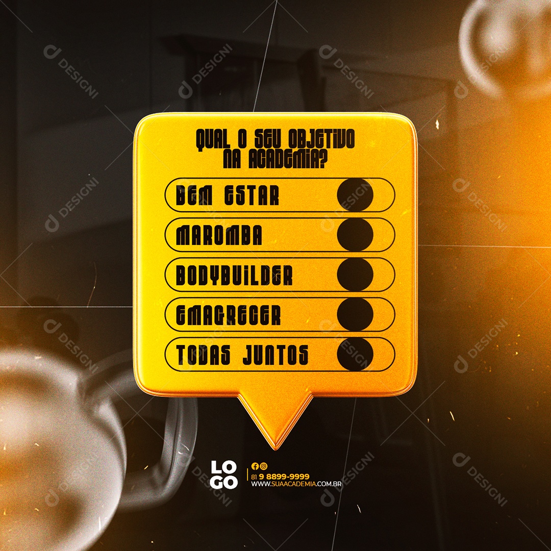 Qual o seu Objetivo na Academia Bodybuilder Social Media PSD Editável