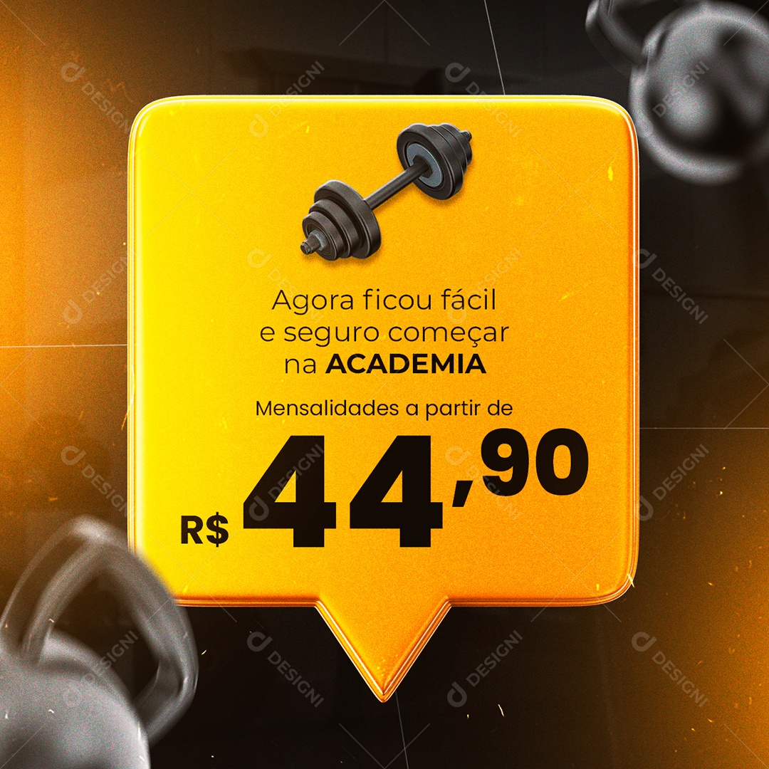 Agora Ficou Fácil e Seguro Começar Academia Social Media PSD Editável