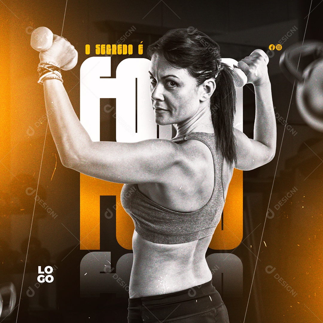 O Segredo é Foco Academia Social Media PSD Editável