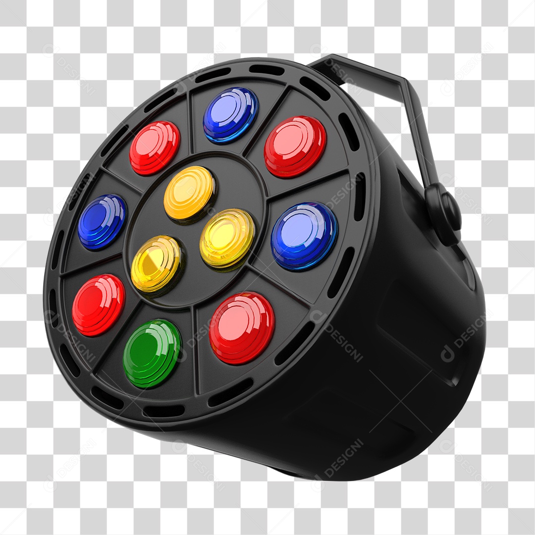 Refletor de Luz Com Luzes Colorida Elemento 3D para Composição PNG