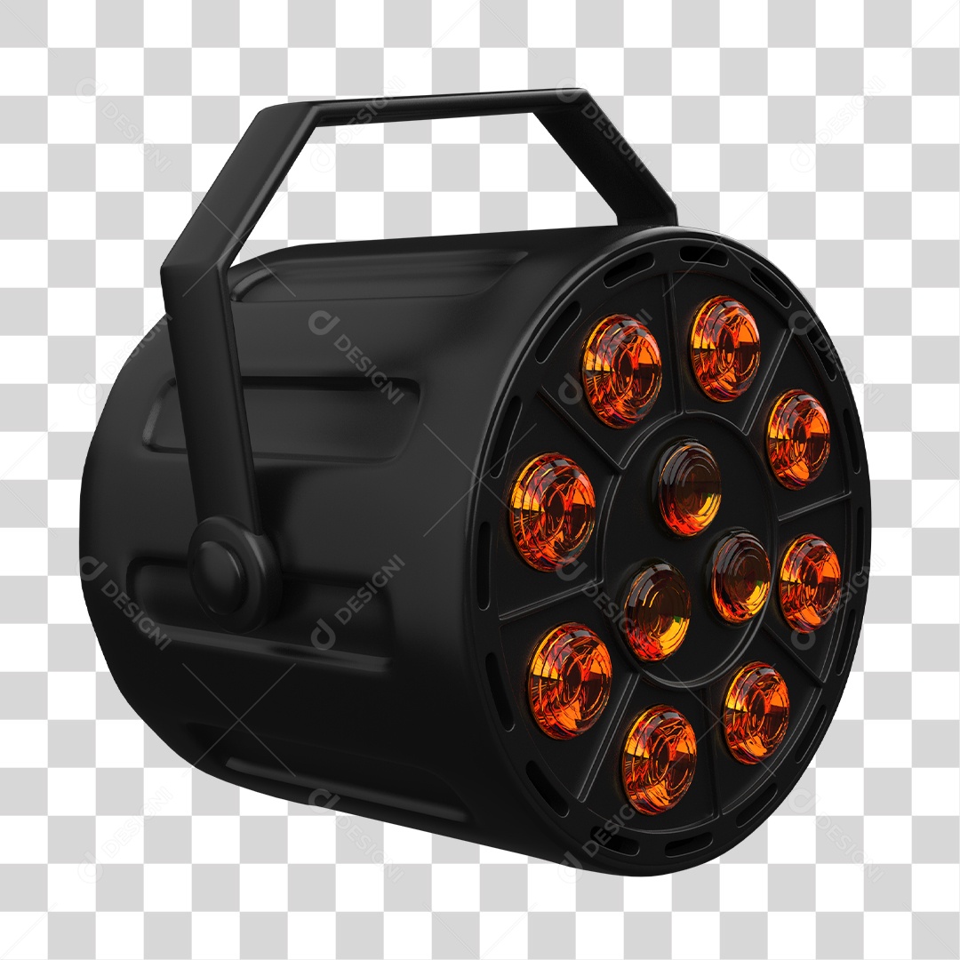 Refletor de Luz Com Luzes Laranja Elemento 3D para Composição PNG