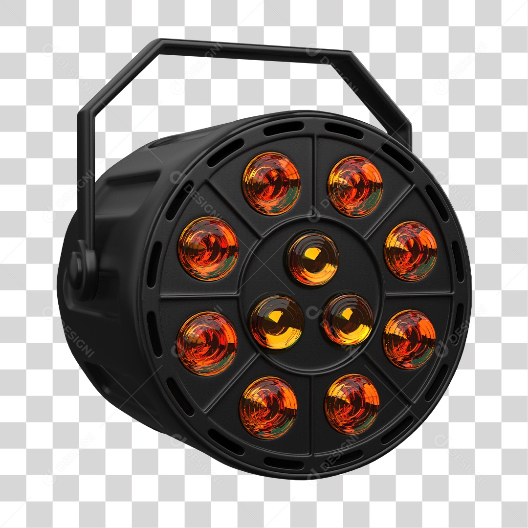 Light Reflector With Orange Lights 3D Element Composition PNG