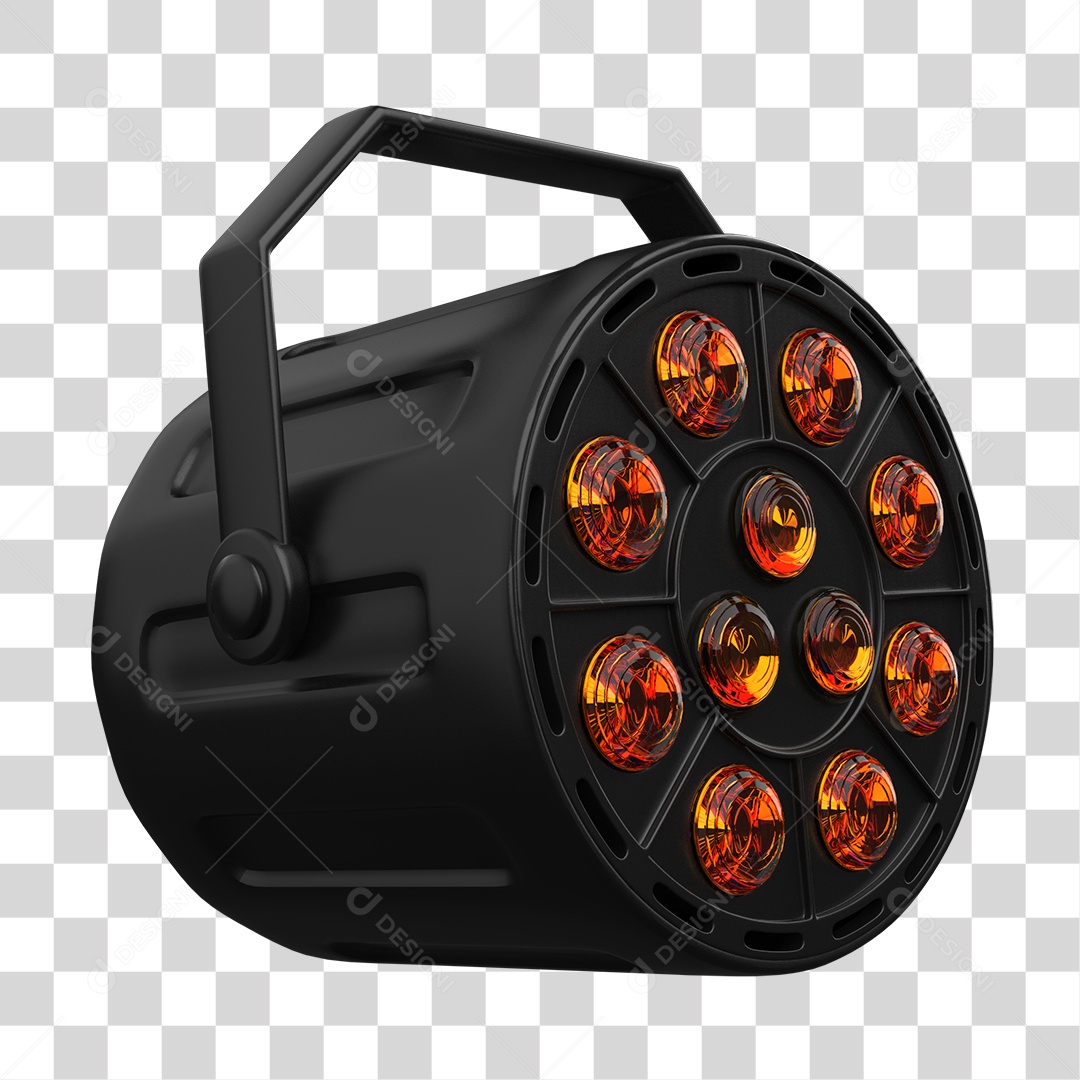 Refletor de Luz Com Luzes Laranja Elemento 3D para Composição PNG