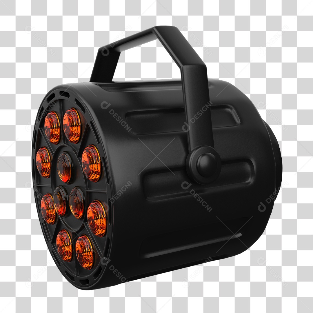 Refletor de Luz Com Luzes Laranja Elemento 3D para Composição PNG