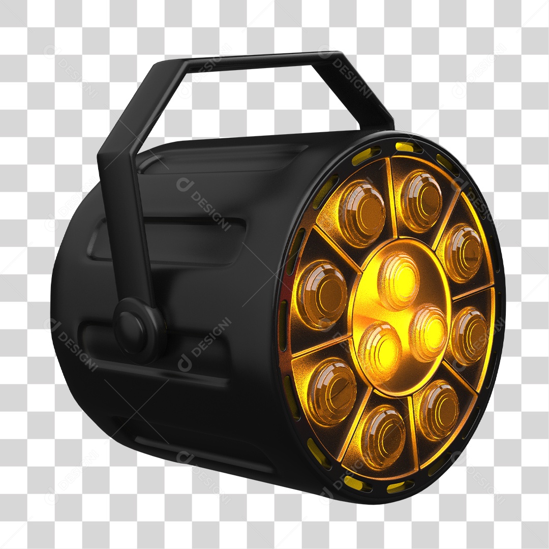 Refletor de Luz Com Luzes Amarela Elemento 3D para Composição PNG