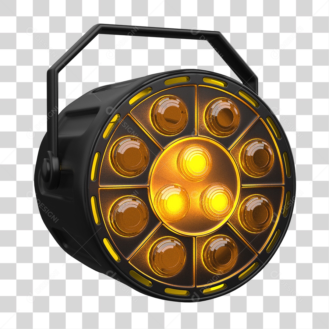 Refletor de Luz Com Luzes Amarela Elemento 3D para Composição PNG