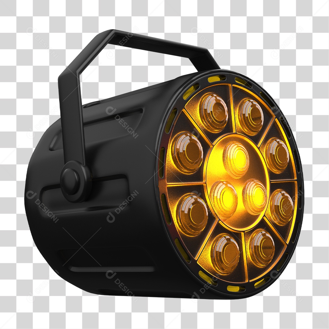 Refletor de Luz Com Luzes Amarela Elemento 3D para Composição PNG