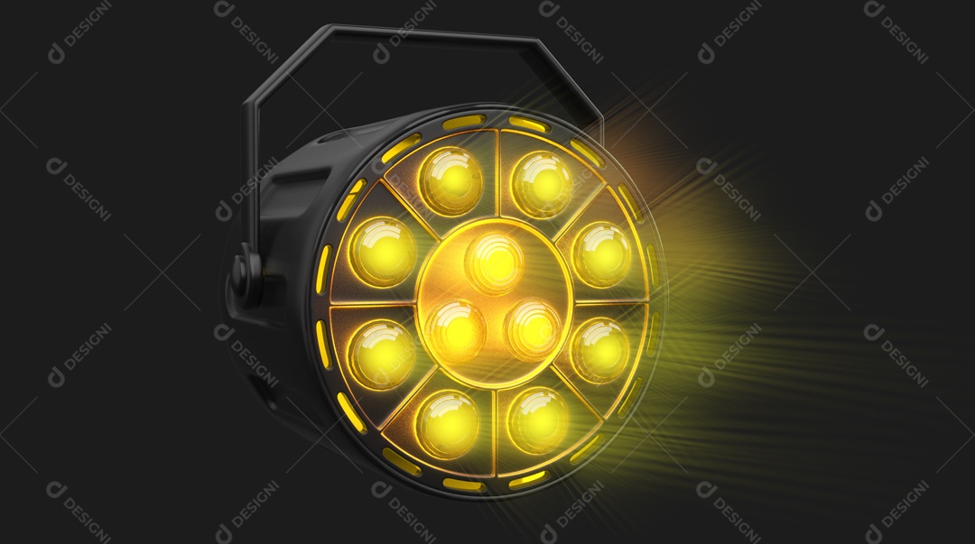 Refletor de Luz Com Luzes Amarela Elemento 3D para Composição PSD