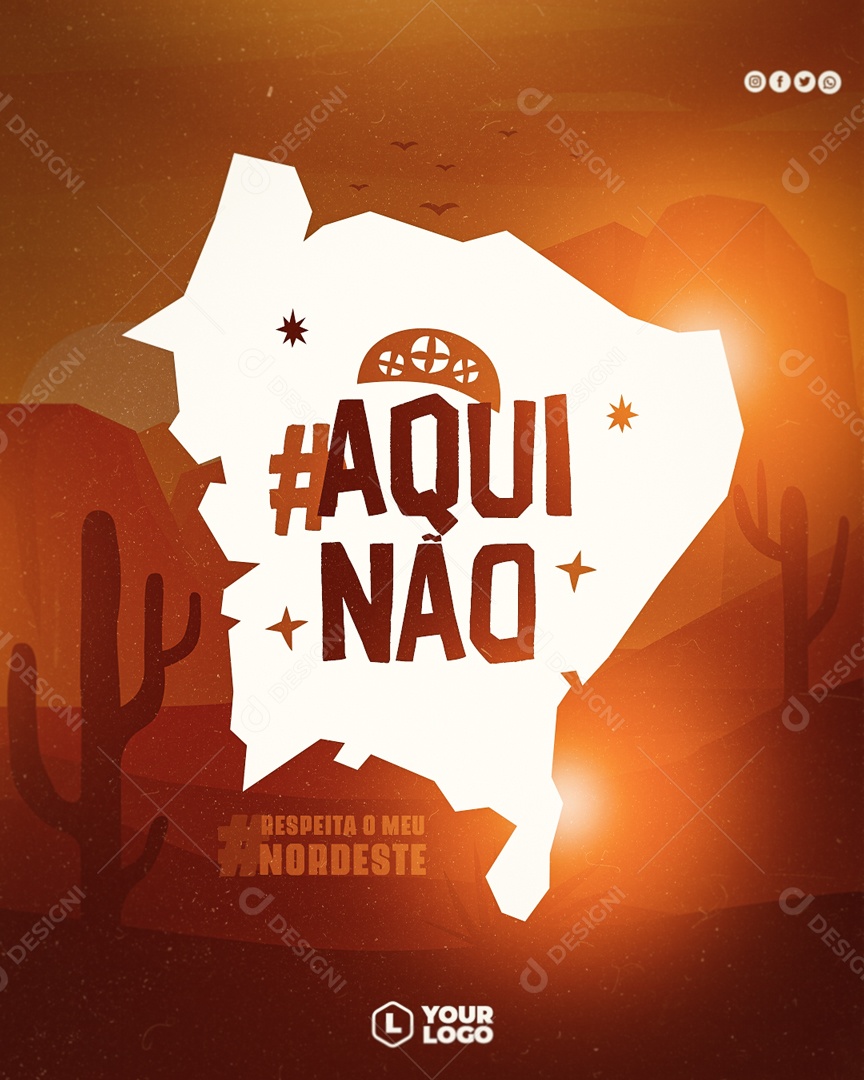 Social Media Dia do Nordestino Respeita o Nordeste Aqui Não PSD Editável