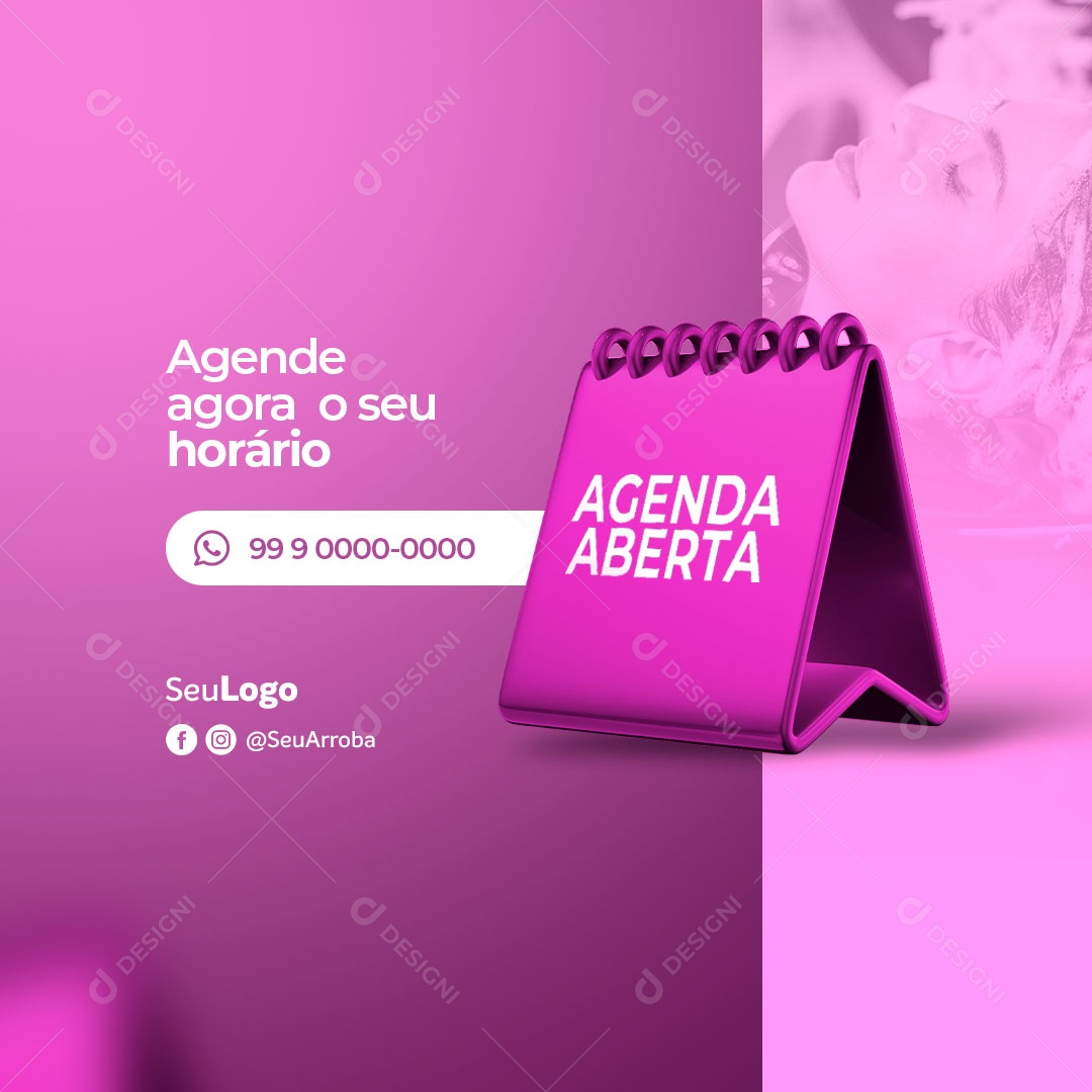 Agende Agora o seu Horário Agenda Aberta Vagas de Empregos Social Media PSD Editável