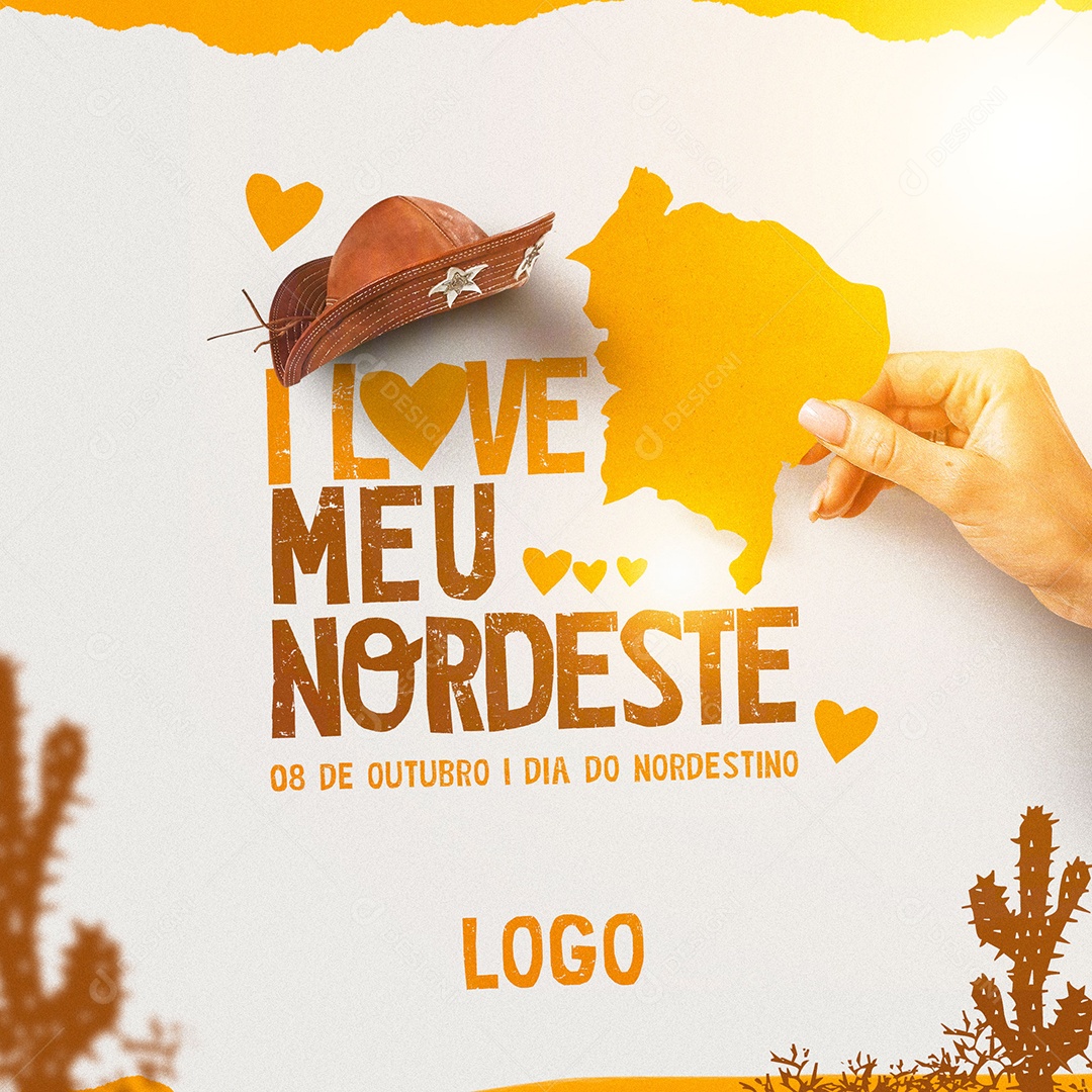 I Love Meu Nordeste 8 de Outubro Dia do Nordestino  Social Media PSD Editável