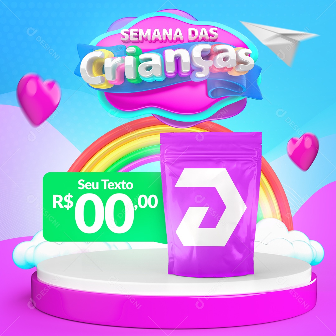 Social Media Semana Das Crianças Template Infantil PSD Editável